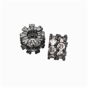 Copper Heishi Beads Pave Zirconia Black Plated, approx 8.5mm, 3mm hole [FD17886]
