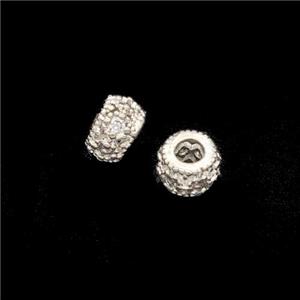 Copper Rondelle Beads Pave Zirconia Shiny Silver, approx 5mm [FD17893]
