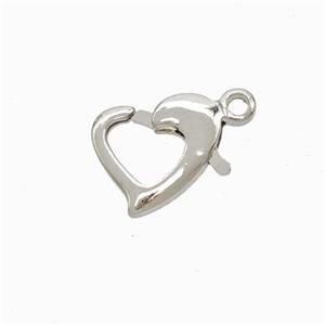 Copper Lobster Clasp Heart Platinum Plated, approx 10mm [FD17895]