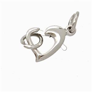 Copper Lobster Clasp Heart Platinum Plated, approx 10mm [FD17899]