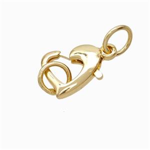 Copper Lobster Clasp Heart Lt.Gold Plated, approx 10mm [FD17901]