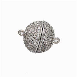 Copper Magnetic Clasp Micropave Zirconia Ball Platinum Plated, approx 14mm [FD17902-14MM]
