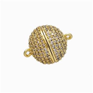 Copper Magnetic Clasp Micropave Zirconia Ball Gold Plated, approx 10mm [FD17903-10MM]