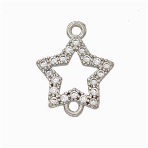 Copper Star Connector Pave Zirconia Platinum Plated, approx 12.5mm [FD17906]