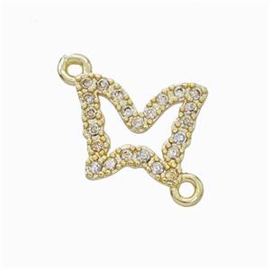 Copper Butterfly Connector Pave Zirconia Gold Plated, approx 10-13mm [FD17909]