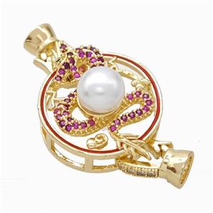 Copper Cordend Clasp Pave Zirconia Snake Gold Plated, approx 20mm, 7-12mm [FD17949]