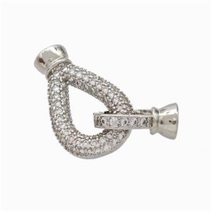 Copper Cordend Clasp Pave Zirconia Platinum Plated, approx 12-19mm, 7-12mm [FD17950]