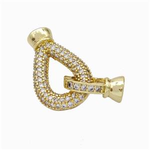 Copper Cordend Clasp Pave Zirconia Gold Plated, approx 12-19mm, 7-12mm [FD17951]