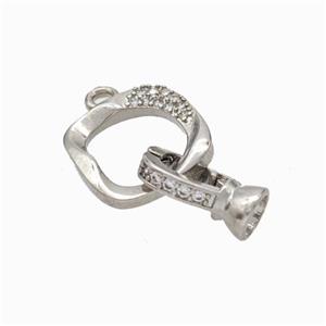 Copper Cordend Clasp Pave Zirconia Platinum Plated, approx 13mm, 7-12mm [FD17956]