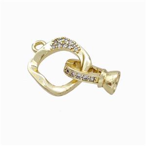 Copper Cordend Clasp Pave Zirconia Gold Plated, approx 13mm, 7-12mm [FD17957]