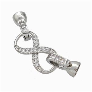 Copper Cordend Clasp Pave Zirconia Infinity Platinum Plated, approx 10-20mm, 7-12mm [FD17961]