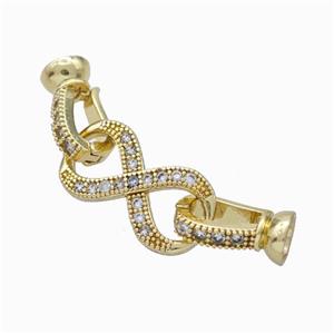 Copper Cordend Clasp Pave Zirconia Infinity Gold Plated, approx 10-20mm, 7-12mm [FD17962]