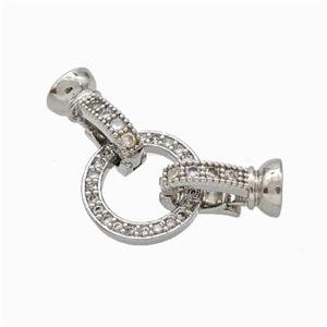 Copper Cordend Clasp Pave Zirconia Platinum Plated, approx 13mm, 7-12mm [FD17965]