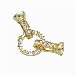 Copper Cordend Clasp Pave Zirconia Gold Plated, approx 13mm, 7-12mm [FD17966]