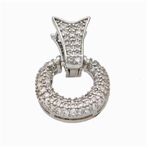Copper Bail Pave Zirconia Platinum Plated, approx 13mm, 7-11mm [FD17967]