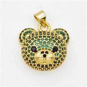 Copper Bear Pendant Micropave Zirconia Gold Plated, approx 16-18mm [FD17982]
