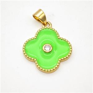 Copper Clover Pendant Green Enamel Gold Plated, approx 18mm [FD17992]