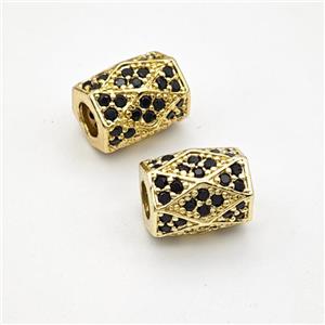 Copper Tube Beads Micropave Zirconia Large Hole Gold Plated, approx 8-11mm, 4mm hole [FD17998]