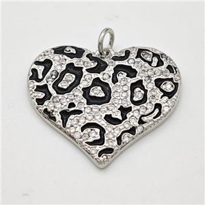 Copper Pendant Micropave Zirconia Black Enamel Platinum Plated, approx 21-24mm [FD18006]