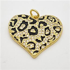 Copper Pendant Micropave Zirconia Black Enamel Gold Plated, approx 21-24mm [FD18007]