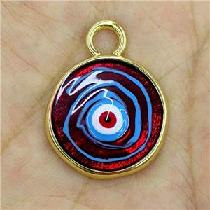 Copper Evil Eye Pendant Painted Gold Plated, approx 22mm [FD18011]