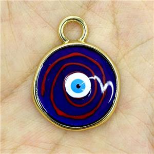 Copper Evil Eye Pendant Painted Gold Plated, approx 22mm [FD18012]