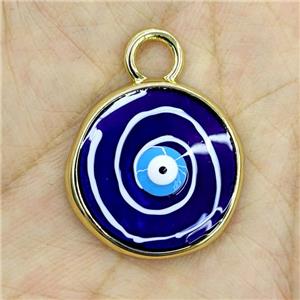 Copper Evil Eye Pendant Painted Gold Plated, approx 22mm [FD18013]