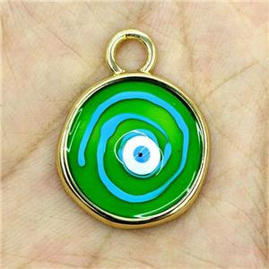 Copper Evil Eye Pendant Green Painted Gold Plated, approx 22mm [FD18016]