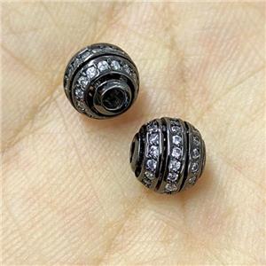 Copper Round Beads Micropave Zirconia Hollow Black Plated, approx 10mm [FD18026]