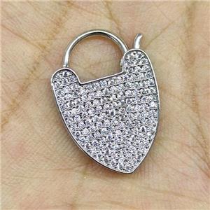 Copper Arrowhead Clasp Micropave Zirconia Platinum Plated, approx 17-25mm [FD18027]