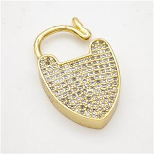 Copper Arrowhead Clasp Micropave Zirconia Gold Plated, approx 17-25mm [FD18028]