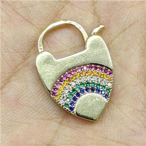 Copper Arrowhead Clasp Micropave Multicolor Zirconia Gold Plated, approx 17-25mm [FD18031]