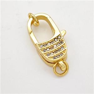 Copper Lobster Clasp Micropave Zirconia Gold Plated, approx 9-20mm [FD18042]