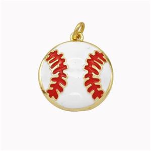 American Football Charms Copper Pendant White Red Enamel Sports Gold Plated, approx 16mm [FD18046]