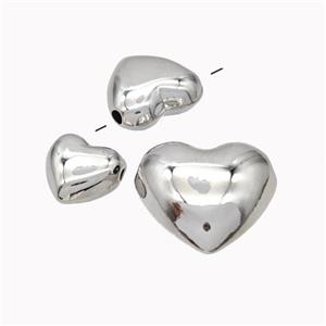 Copper Heart Beads Platinum Plated, approx 20mm, 3mm hole [FD18061-20MM]