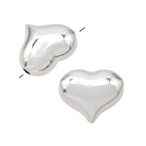 Copper Heart Beads Platinum Plated, approx 15-18mm, 2mm hole [FD18063]
