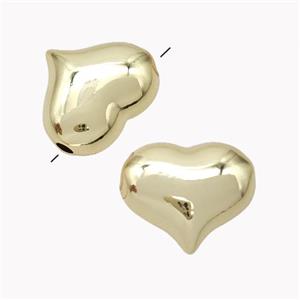 Copper Heart Beads Gold Plated, approx 15-18mm, 2mm hole [FD18064]
