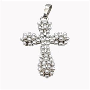 Copper Cross Pendant Micropave Pearlized Resin Platinum Plated, approx 25-35mm [FD18075]
