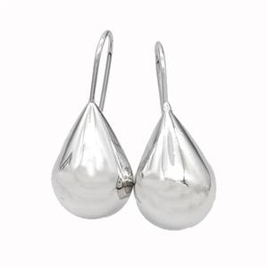 Copper Teardrop Hook Earrings Platinum Plated, approx 15-25mm [FD18087]