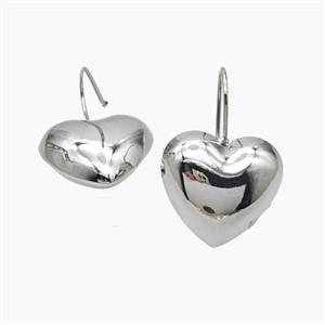 Copper Heart Hook Earrings Platinum Plated, approx 25mm [FD18091]