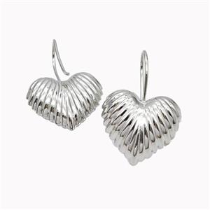 Copper Heart Hook Earrings Platinum Plated, approx 25mm [FD18093]