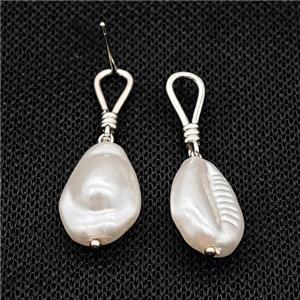 Pearlized Resin Copper Stud Earrings Platinum Plated, approx 13-18mm, 7-10mm [FD18095]