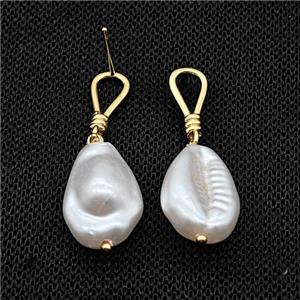 Pearlized Resin Copper Stud Earrings Gold Plated, approx 13-18mm, 7-10mm [FD18096]