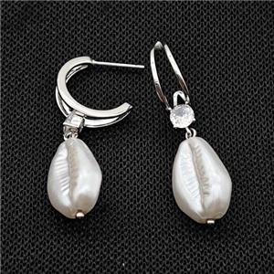 Copper Stud Earrings With Pearlized Resin Platinum Plated, approx 13-18mm, 12-17mm [FD18101]