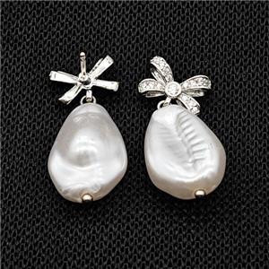 Copper Stud Earrings With Pearlized Resin Platinum Plated, approx 13-18mm, 8-12mm [FD18103]