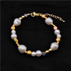 Copper Pearlized ABS Resin Bracelet Gold Plated, approx 6-12mm [FD18109]