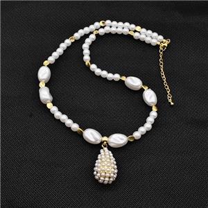 Pearlized ABS Resin Necklace Teardrop, approx 16-25mm, 6-14mm [FD18116]