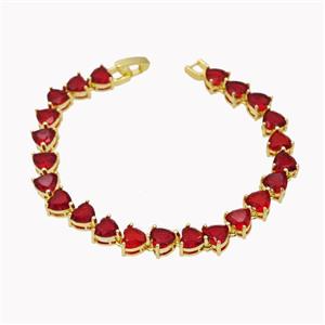 Copper Bracelet Pave Red Crystal Glass Gold Plated, approx 7mm [FD18124]