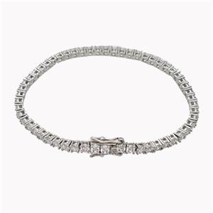 Copper Bracelet Pave Red Crystal Glass Platinum Plated, approx 3mm [FD18125]
