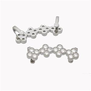 Copper Clover Brooch Micropave Zirconia Platinum Plated, approx 8-30mm [FD18127]